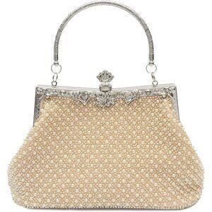 Women's Gold Acrylic Vintage Style Solid Evening Clutch Suitable for Wedding